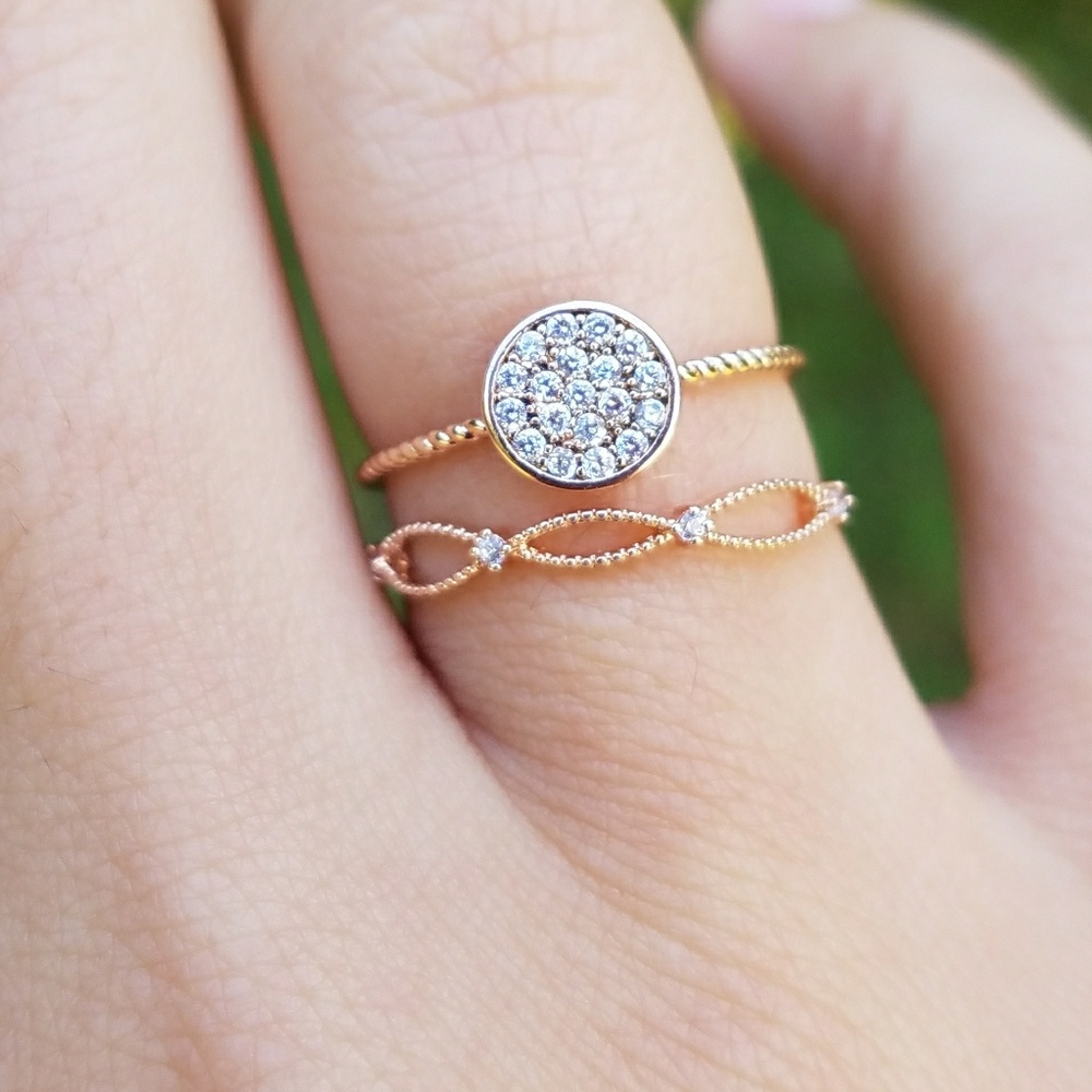 NEW Rose Gold Delicate Geometric Stackable Ring - Picture 4 of 6